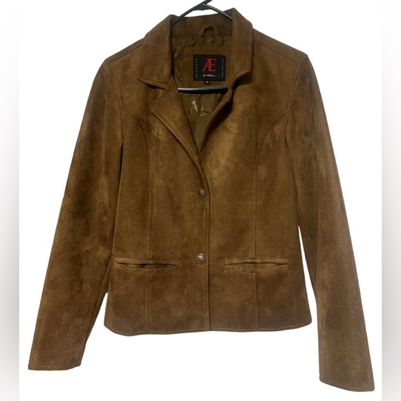 Emperor Armani Men’s Brown Faux Suede 2 Button Blazer/Jacket size M Pockets - Picture 1 of 14